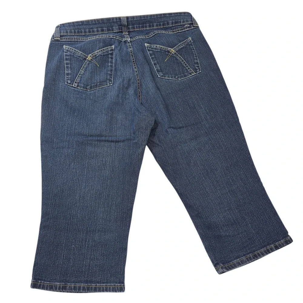 FUBU The Collection Women's Blue Denim Capris Size 13 14 Y2K Cropped Pants‎